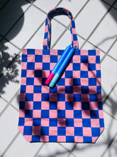 Load image into Gallery viewer, Tasche KARO in Blau*Rosa von KADO in Größe L
