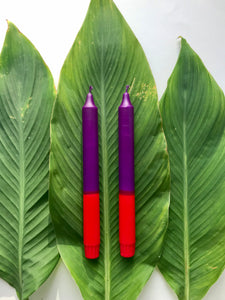 2 candles in purple*red 