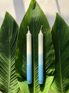 2 candles in light blue*white 